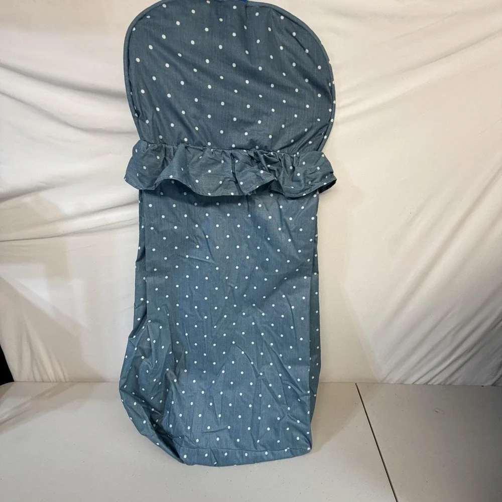 Vintage 90's Diaper Stacker Blue Polka Dot Heart Ruffle Nursery Rocking Bear